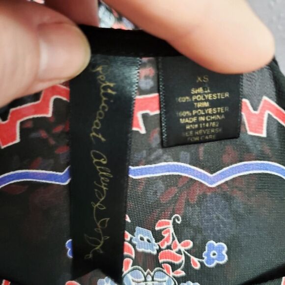 Petticoat Alley Fringed Kimono Cardigan Black Size XS - Picture 3 of 7